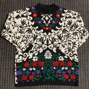 Vtg Sweater Exchange Womens Large Black & White Floral